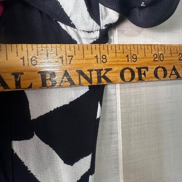 Zara Midi Dress Black & Cream Abstract Print Viscose Button Front Long Sleeve S - Picture 5 of 12